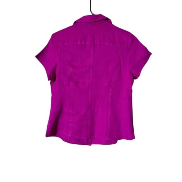 Nygard Womens Linen Button‎ Up Top Blouse Size 8 Beachy Lagom Embroidered Floral - Picture 5 of 9